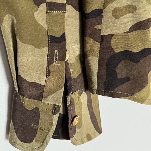 C Wonder I 100% Silk Camo Blouse - Picture 4 of 4